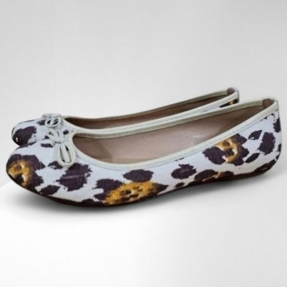 Schutz Flat Ballet Leopard Print Bow Womens Canvas Shoe Size 6 - Picture 1 of 13